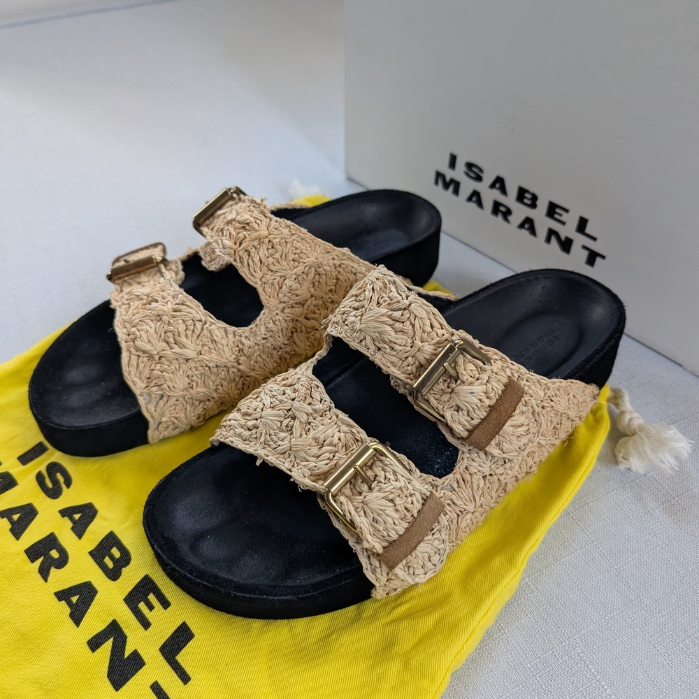 Isabel Marant Black and Tan Sandals with Chic Design